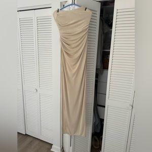 Champagne colored long dress. GREAT for a prom or nice event. SUPER comfortable